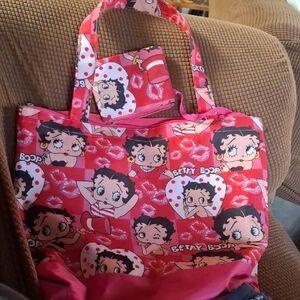 Betty Boop Red and Pink Tote Bag with Wallet